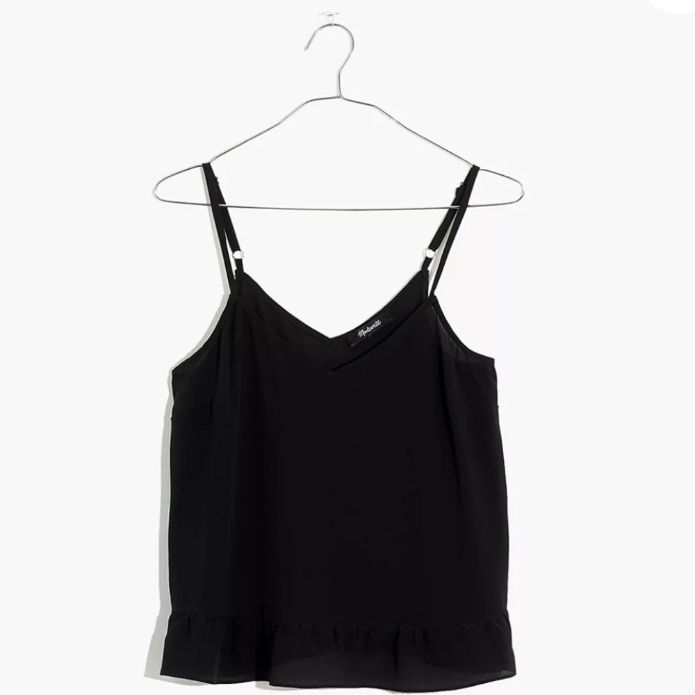 Silk Ruffle-Hem Cami Top